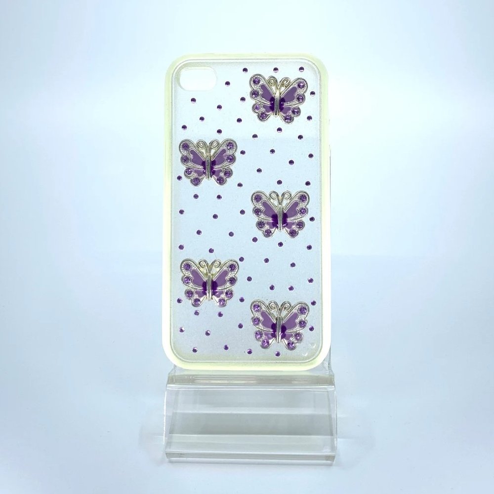 iPhone 4, 4s TPU + PC case. Unique. Handmade. Lavender rhinestones.